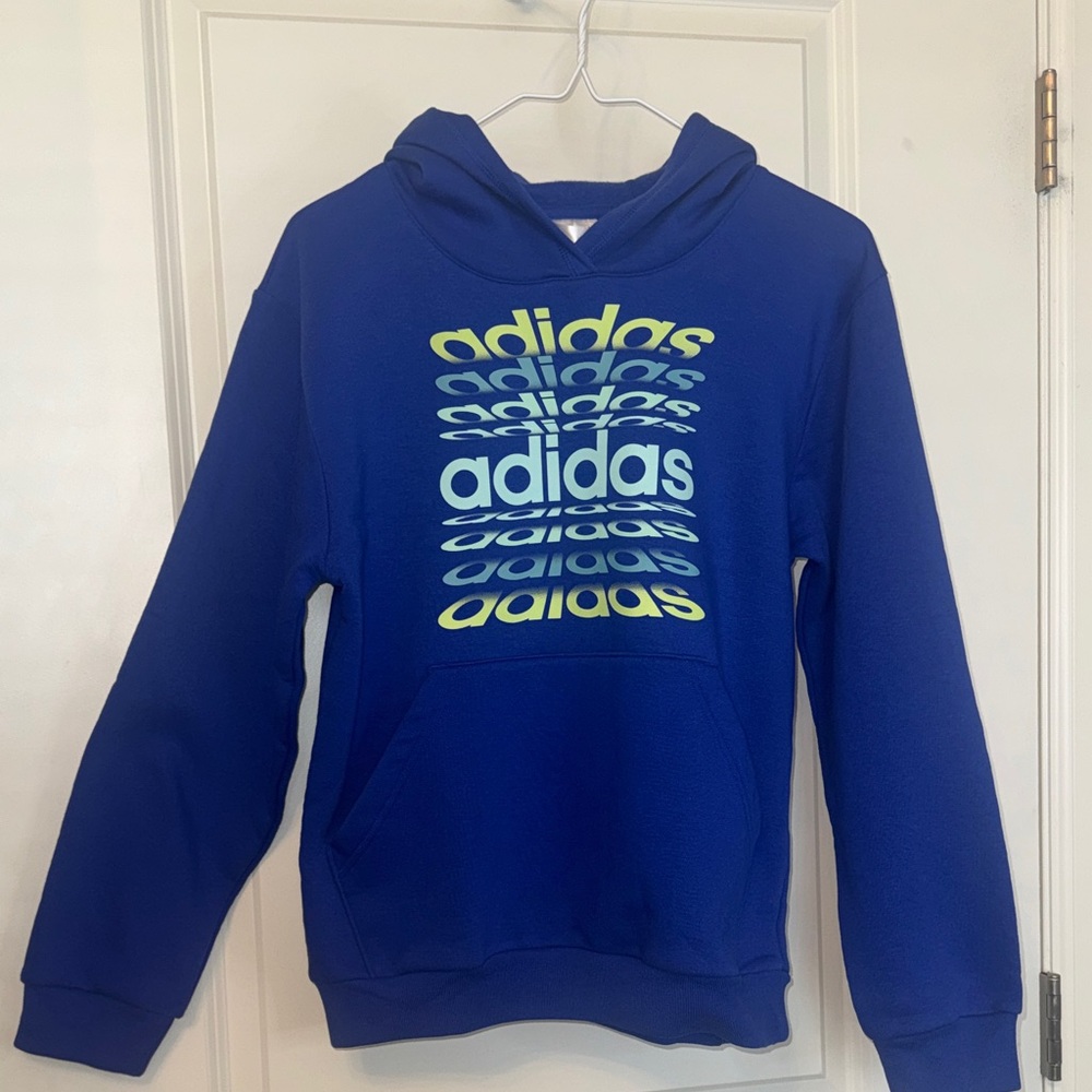 Adidas Kids Royal Blue Hoodie with Graphic Logo NWT size LG (14/16)